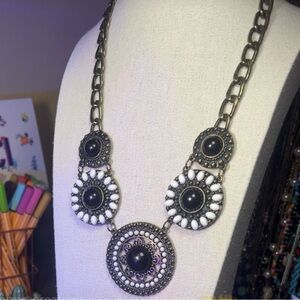 Boho Black and White Statement Necklace